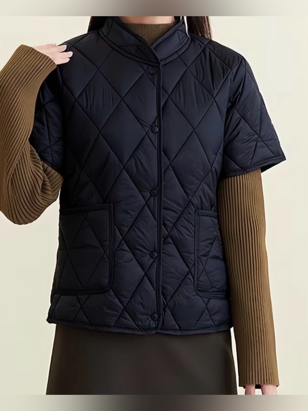 New Black Quilted Coat XL
